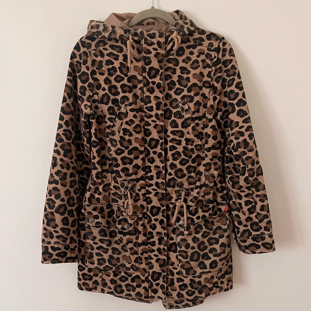 Levi's Leopard Print Trench Coat Parka Jacket